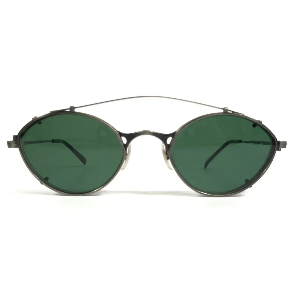 Vintage Oliver Peoples Eyeglasses Frames Tillie P Pewter with Clip-ons 43-21-130